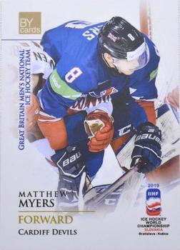 2019 BY Cards IIHF World Championship #GBR/2019-13 Matthew Myers Front