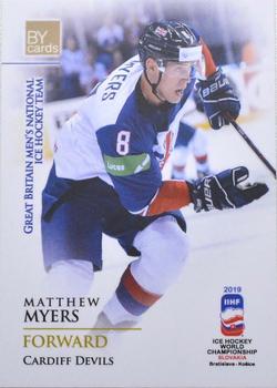 2019 BY Cards IIHF World Championship #GBR/2019-38 Matthew Myers Front