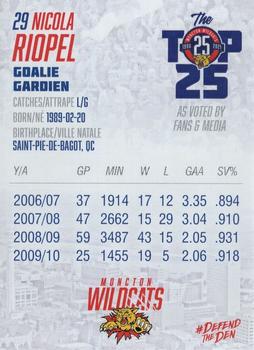 2021-22 Moncton Wildcats (QMJHL) Top-25 All-Time #7 Nicola Riopel Back