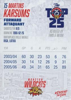 2021-22 Moncton Wildcats (QMJHL) Top-25 All-Time #14 Martins Karsums Back