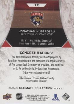 2020-21 Upper Deck Ultimate Collection - Autographs #22 Jonathan Huberdeau Back