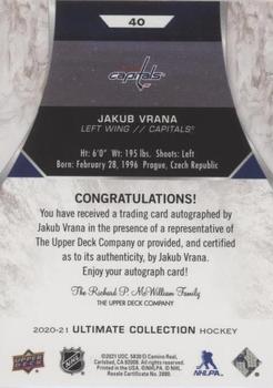 2020-21 Upper Deck Ultimate Collection - Autographs #40 Jakub Vrana Back