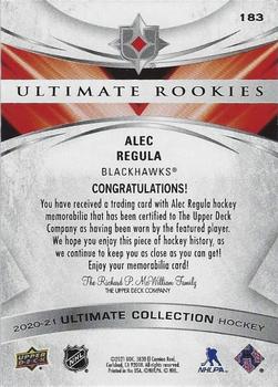 2020-21 Upper Deck Ultimate Collection - Ultimate Rookies Jersey #183 Alec Regula Back