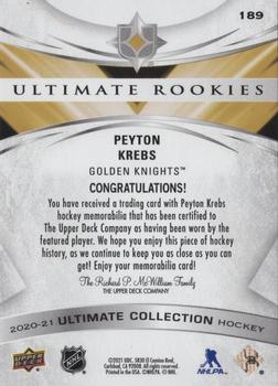 2020-21 Upper Deck Ultimate Collection - Ultimate Rookies Jersey #189 Peyton Krebs Back