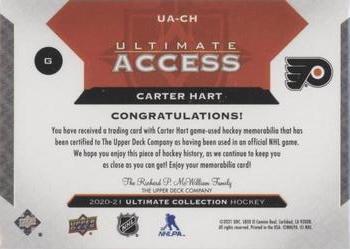 2020-21 Upper Deck Ultimate Collection - Ultimate Access Jersey #UA-CH Carter Hart Back