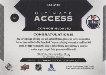 2020-21 Upper Deck Ultimate Collection - Ultimate Access Jersey #UA-CM Connor McDavid Back