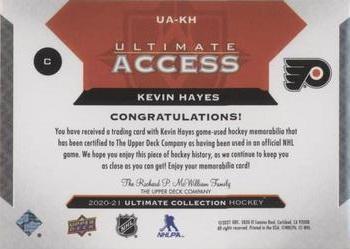 2020-21 Upper Deck Ultimate Collection - Ultimate Access Jersey #UA-KH Kevin Hayes Back