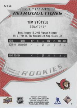 2020-21 Upper Deck Ultimate Collection - Ultimate Introductions #UI-3 Tim Stutzle Back
