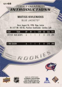 2020-21 Upper Deck Ultimate Collection - Ultimate Introductions #UI-68 Matiss Kivlenieks Back