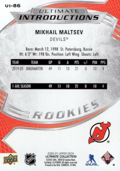 2020-21 Upper Deck Ultimate Collection - Ultimate Introductions #UI-86 Mikhail Maltsev Back