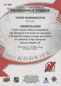 2020-21 Upper Deck Ultimate Collection - Ultimate Introductions Autographs #UI-35 Yegor Sharangovich Back