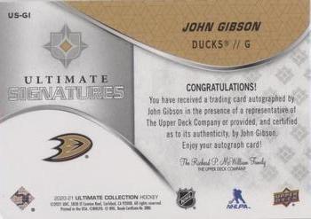 2020-21 Upper Deck Ultimate Collection - Ultimate Signatures #US-GI John Gibson Back