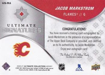 2020-21 Upper Deck Ultimate Collection - Ultimate Signatures #US-MA Jacob Markstrom Back