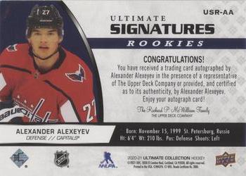 2020-21 Upper Deck Ultimate Collection - Ultimate Signatures Rookies #USR-AA Alexander Alexeyev Back