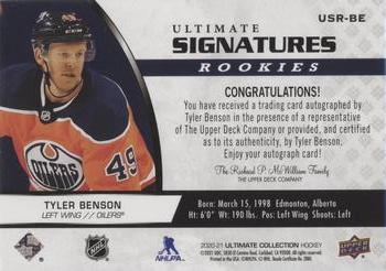 2020-21 Upper Deck Ultimate Collection - Ultimate Signatures Rookies #USR-BE Tyler Benson Back