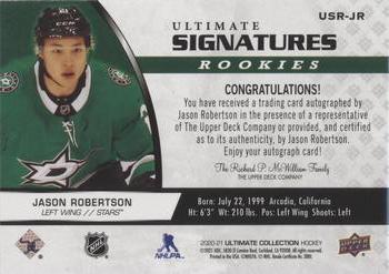 2020-21 Upper Deck Ultimate Collection - Ultimate Signatures Rookies #USR-JR Jason Robertson Back