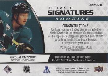 2020-21 Upper Deck Ultimate Collection - Ultimate Signatures Rookies #USR-NK Nikolai Knyzhov Back