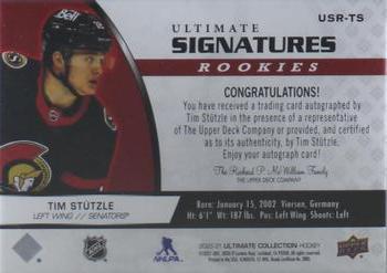 2020-21 Upper Deck Ultimate Collection - Ultimate Signatures Rookies #USR-TS Tim Stutzle Back