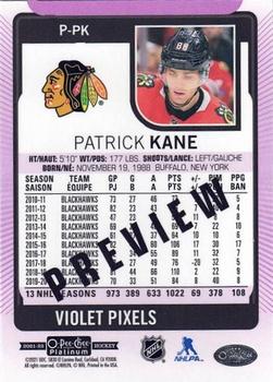2021-22 O-Pee-Chee - OPC Platinum Preview Violet Pixels #P-PK Patrick Kane Back