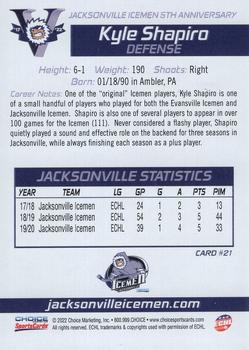 2021-22 Choice Jacksonville Icemen (ECHL) 5th Anniversary #21 Kyle Shapiro Back