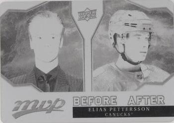 2021-22 Upper Deck MVP - Before and After Printing Plates Black #BA-12 Elias Pettersson Front