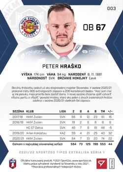 2021-22 SportZoo Tipos Extraliga #003 Peter Hrasko Back