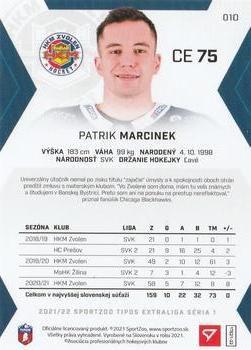 2021-22 SportZoo Tipos Extraliga #010 Patrik Marcinek Back