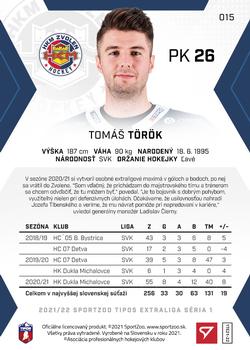 2021-22 SportZoo Tipos Extraliga #015 Tomas Torok Back
