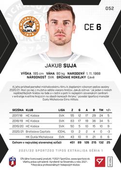 2021-22 SportZoo Tipos Extraliga #052 Jakub Suja Back