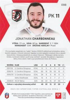 2021-22 SportZoo Tipos Extraliga #098 Jonathan Charbonneau Back