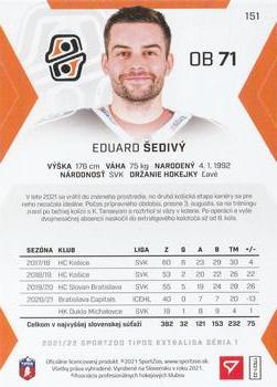 2021-22 SportZoo Tipos Extraliga #151 Eduard Sedivy Back