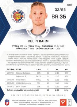 2021-22 SportZoo Tipos Extraliga - Blue #001 Robin Rahm Back