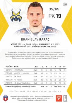 2021-22 SportZoo Tipos Extraliga - Blue #211 Branislav Rapac Back