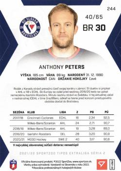 2021-22 SportZoo Tipos Extraliga - Blue #244 Anthony Peters Back