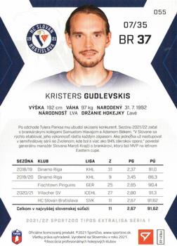 2021-22 SportZoo Tipos Extraliga - Red #055 Kristers Gudlevskis Back