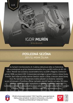 2021-22 SportZoo Tipos Extraliga - League Legends Auto #LL6 Igor Murin Back