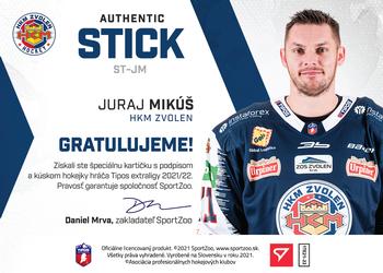 2021-22 SportZoo Tipos Extraliga - Authentic Stick #ST-JM Juraj Mikus Back