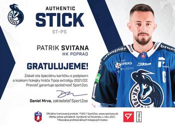 2021-22 SportZoo Tipos Extraliga - Authentic Stick #ST-PS Patrik Svitana Back