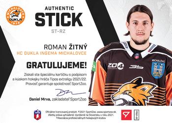 2021-22 SportZoo Tipos Extraliga - Authentic Stick #ST-RZ Roman Zitny Back