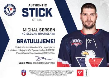2021-22 SportZoo Tipos Extraliga - Authentic Stick #ST-MS Michal Sersen Back