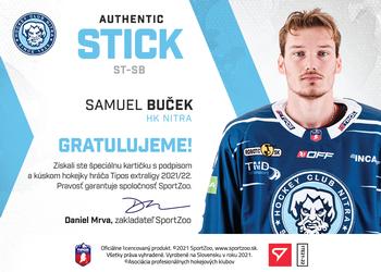 2021-22 SportZoo Tipos Extraliga - Authentic Stick #ST-SB Samuel Bucek Back