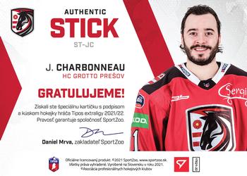 2021-22 SportZoo Tipos Extraliga - Authentic Stick #ST-JC Jonathan Charbonneau Back