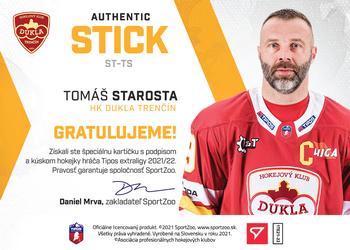2021-22 SportZoo Tipos Extraliga - Authentic Stick #ST-TS Tomas Starosta Back