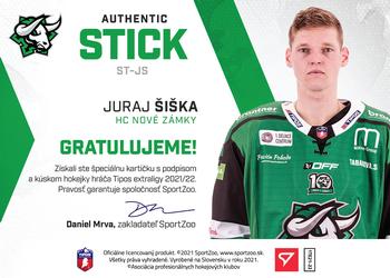 2021-22 SportZoo Tipos Extraliga - Authentic Stick #ST-JS Juraj Siska Back