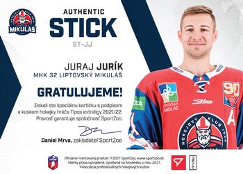 2021-22 SportZoo Tipos Extraliga - Authentic Stick #ST-JJ Juraj Jurik Back