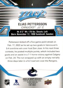 2022-23 Upper Deck MVP #4 Elias Pettersson Back