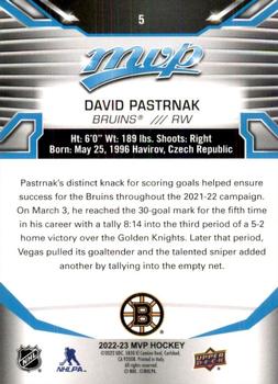 2022-23 Upper Deck MVP #5 David Pastrnak Back