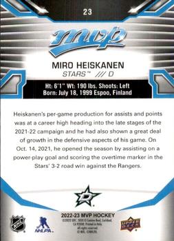 2022-23 Upper Deck MVP #23 Miro Heiskanen Back