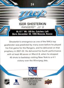 2022-23 Upper Deck MVP #24 Igor Shesterkin Back