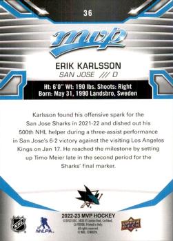 2022-23 Upper Deck MVP #36 Erik Karlsson Back